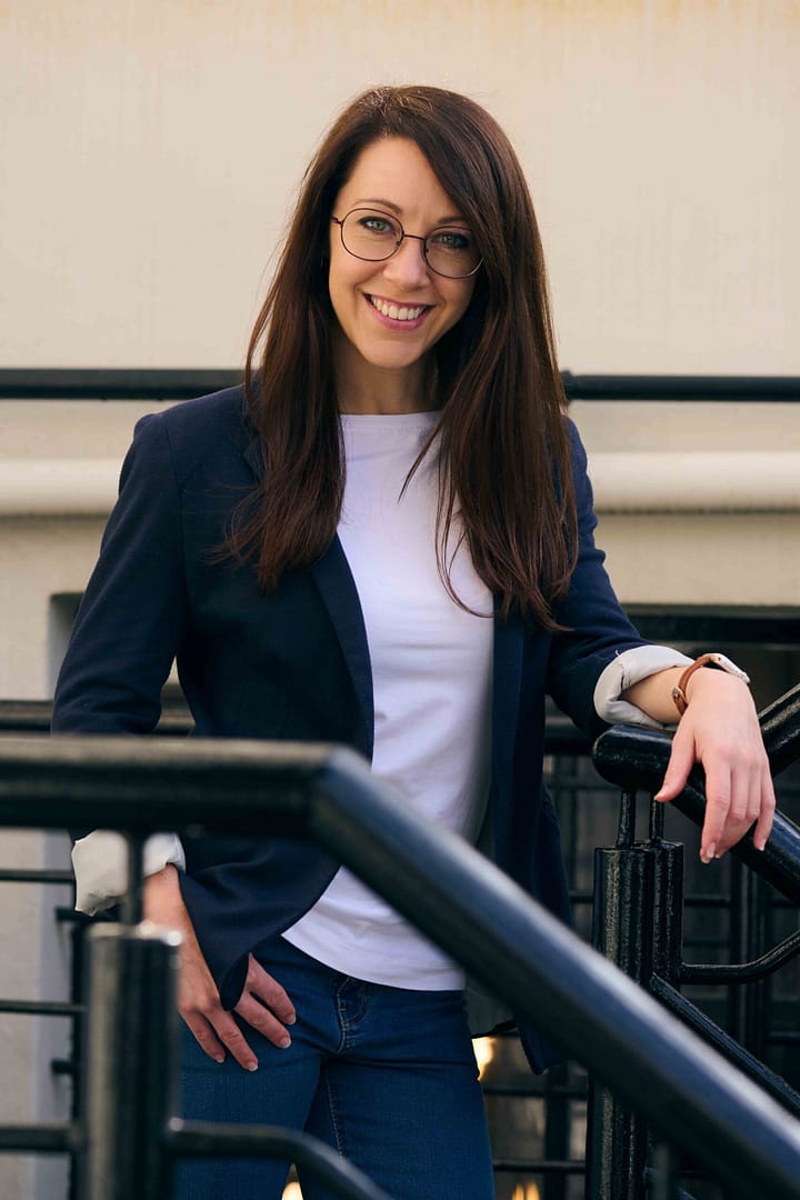 Portrait of now boarding director Leigh Stefanski in industrial Woodstock setting. Stefan Venter Photography in Cape Town.