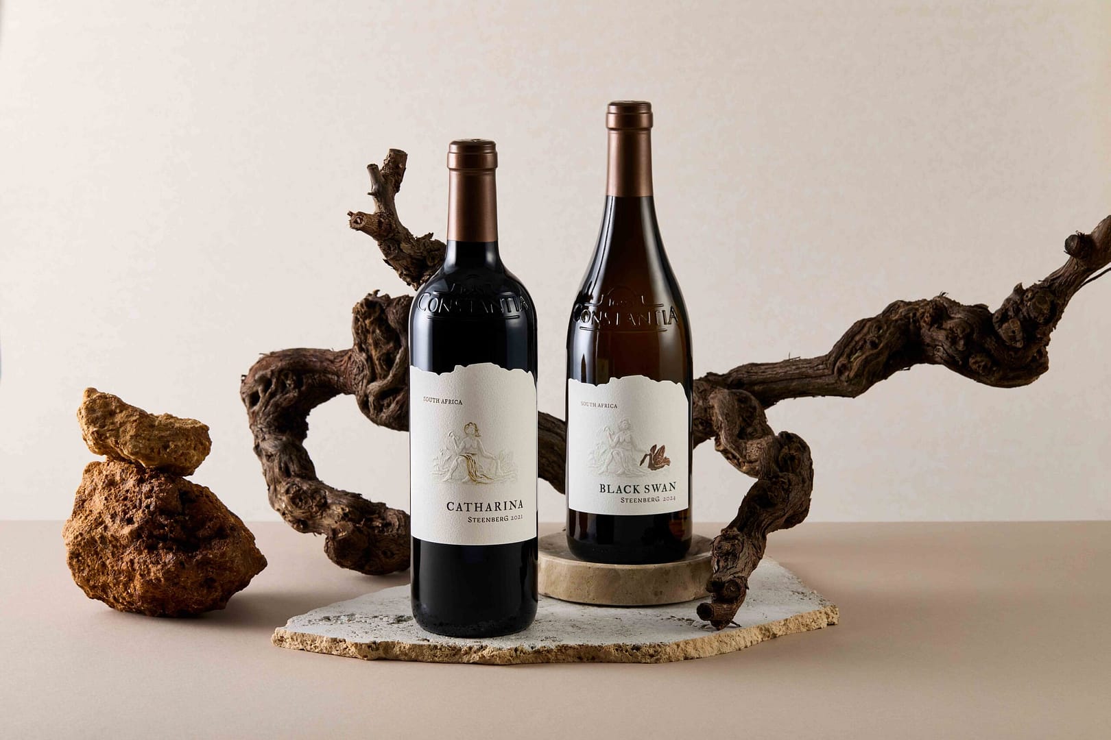 Styled wine shoot for Steenberg by Henk Hattingh and Stefan Venter in Cape Town. Stylist Lisa Perrin. Showcasing premium Constantia wines and a vine