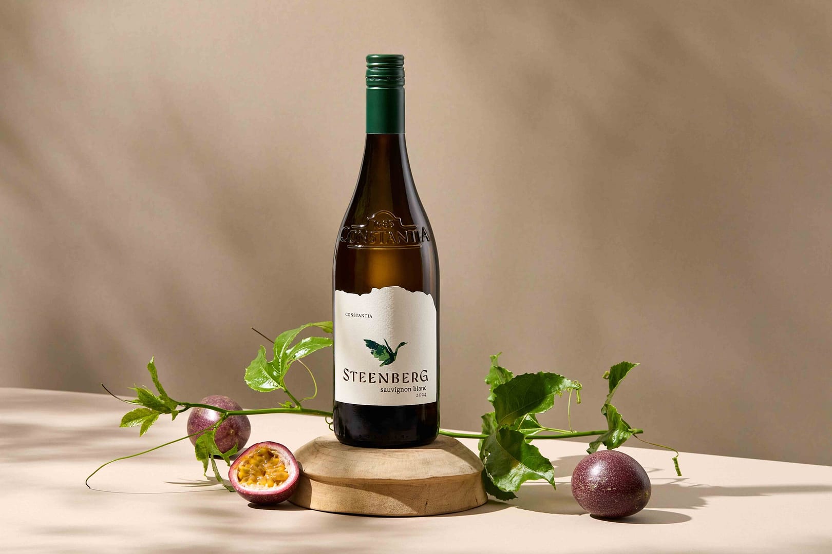 Styled wine shoot for Steenberg by Henk Hattingh and Stefan Venter in Cape Town. Stylist Lisa Perrin. Showcasing a sauvignon blanc and some granadillas.